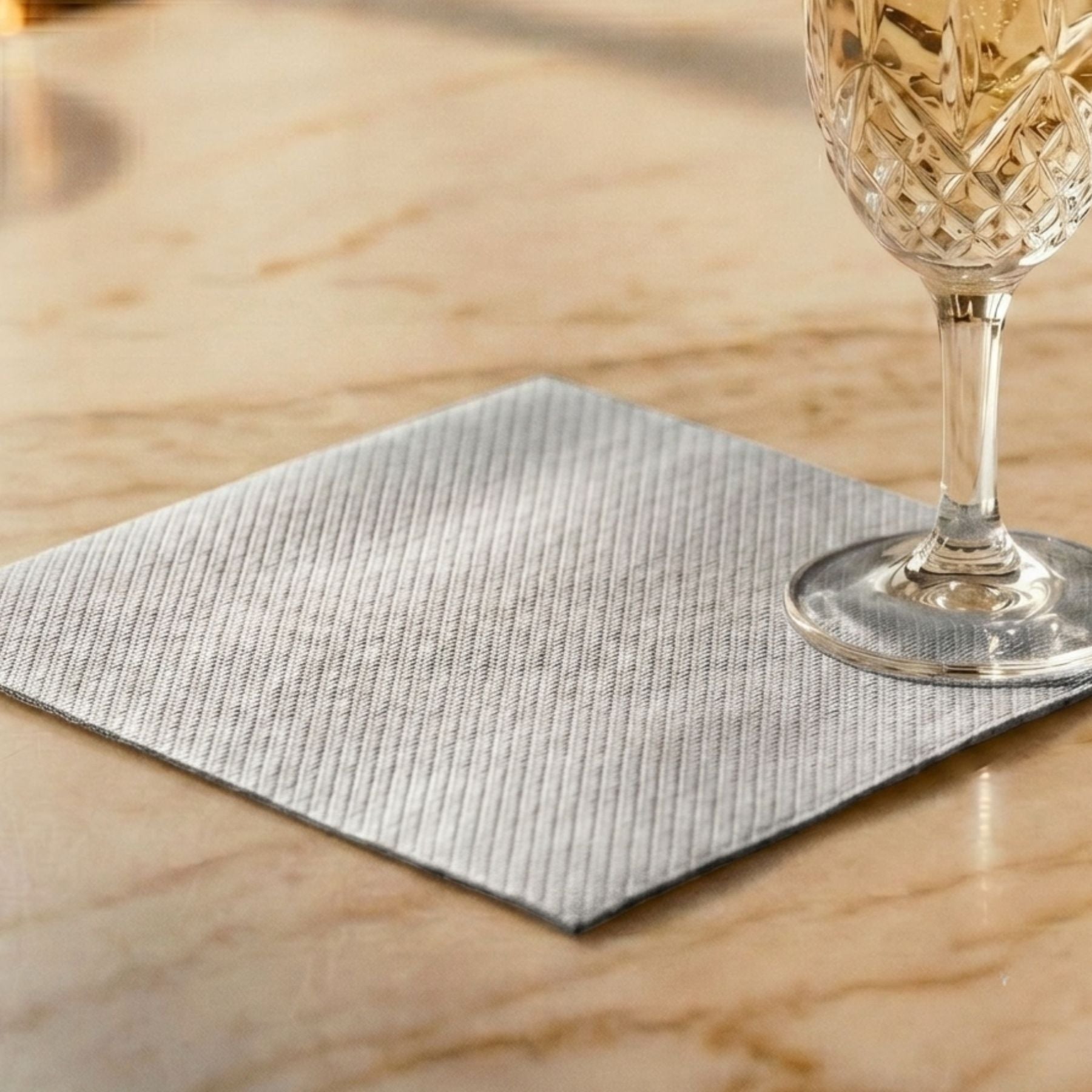 SILVER Disposable Cocktail Napkins — Cloth-Like Airlaid 10x10"