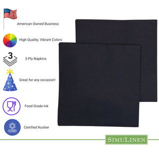 13"x13" SimuLinen Simplicity Collection - 3-Ply - Black