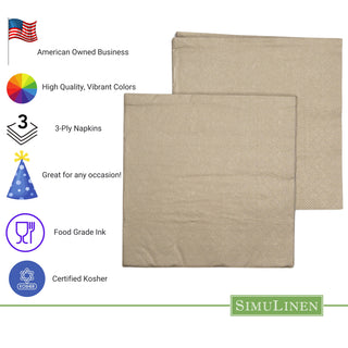 13"x13" SimuLinen Simplicity Collection - 3-Ply - Champagne Gold - Pack of 30