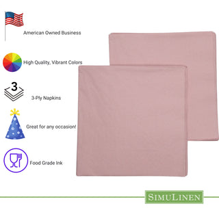 13"x13" SimuLinen Simplicity Collection - 3-Ply - Dark Pink - Pack of 30