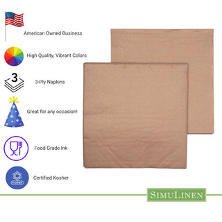 13"x13" SimuLinen Simplicity Collection - 3-Ply - Rose Gold - Pack of 30