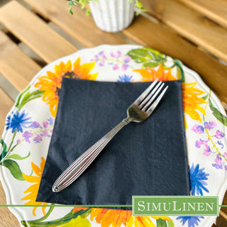 13"x13" SimuLinen Simplicity Collection - 3-Ply - Black