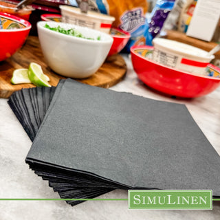 13"x13" SimuLinen Simplicity Collection - 3-Ply - Black - Pack of 30