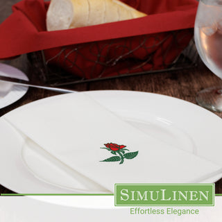 19"x17" SimuLinen Signature Rose Design Dinner Napkin