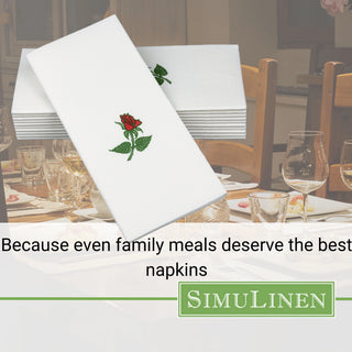 19"x17" SimuLinen Signature Rose Design Dinner Napkin