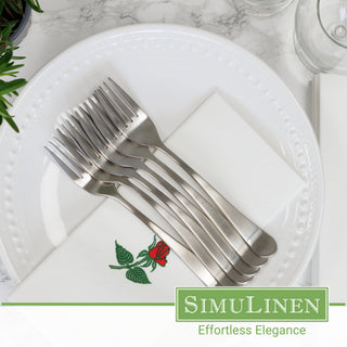 19"x17" SimuLinen Signature Rose Design Dinner Napkin