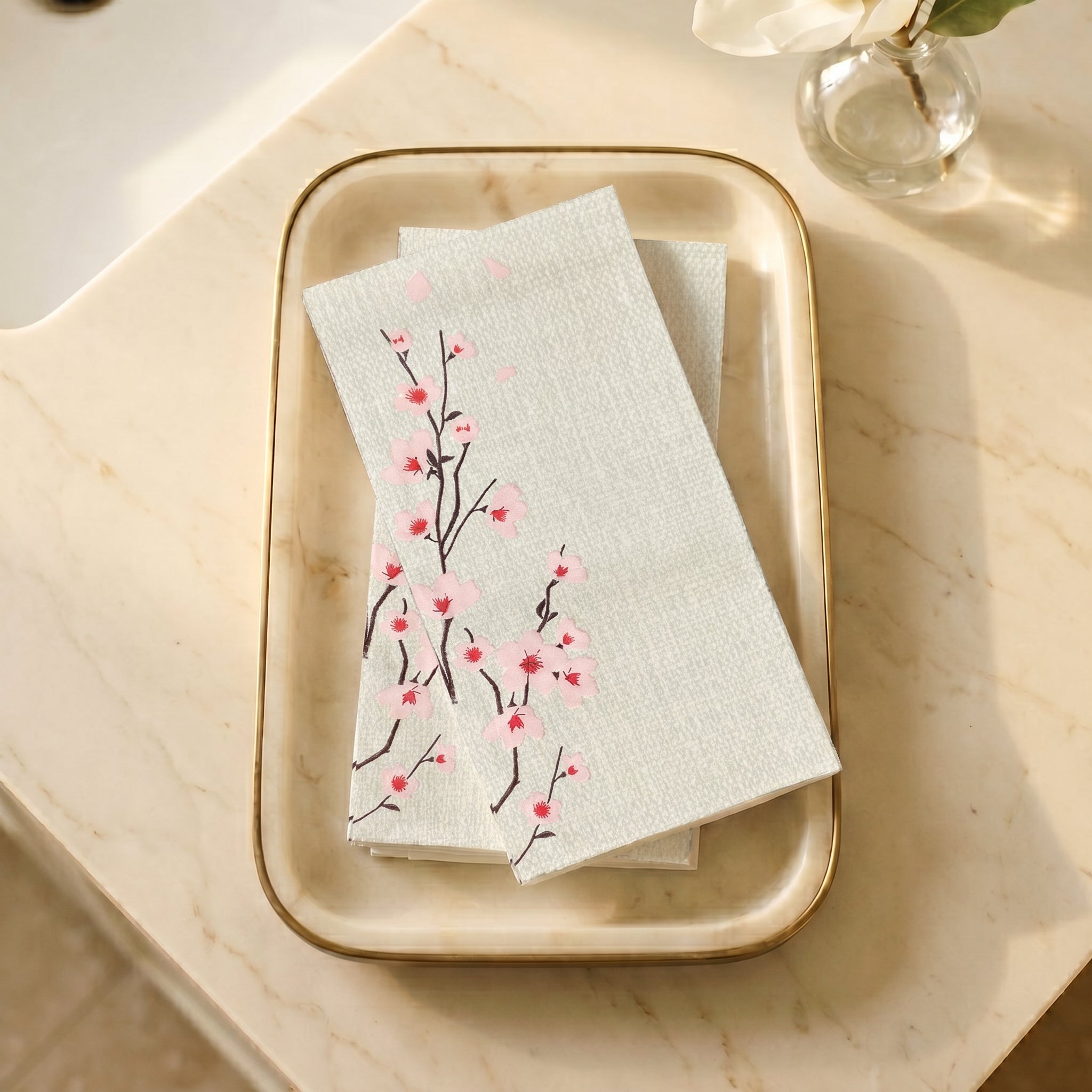 CHERRY BLOSSOM Disposable Guest Towels — Cloth-Like Airlaid 12x17"