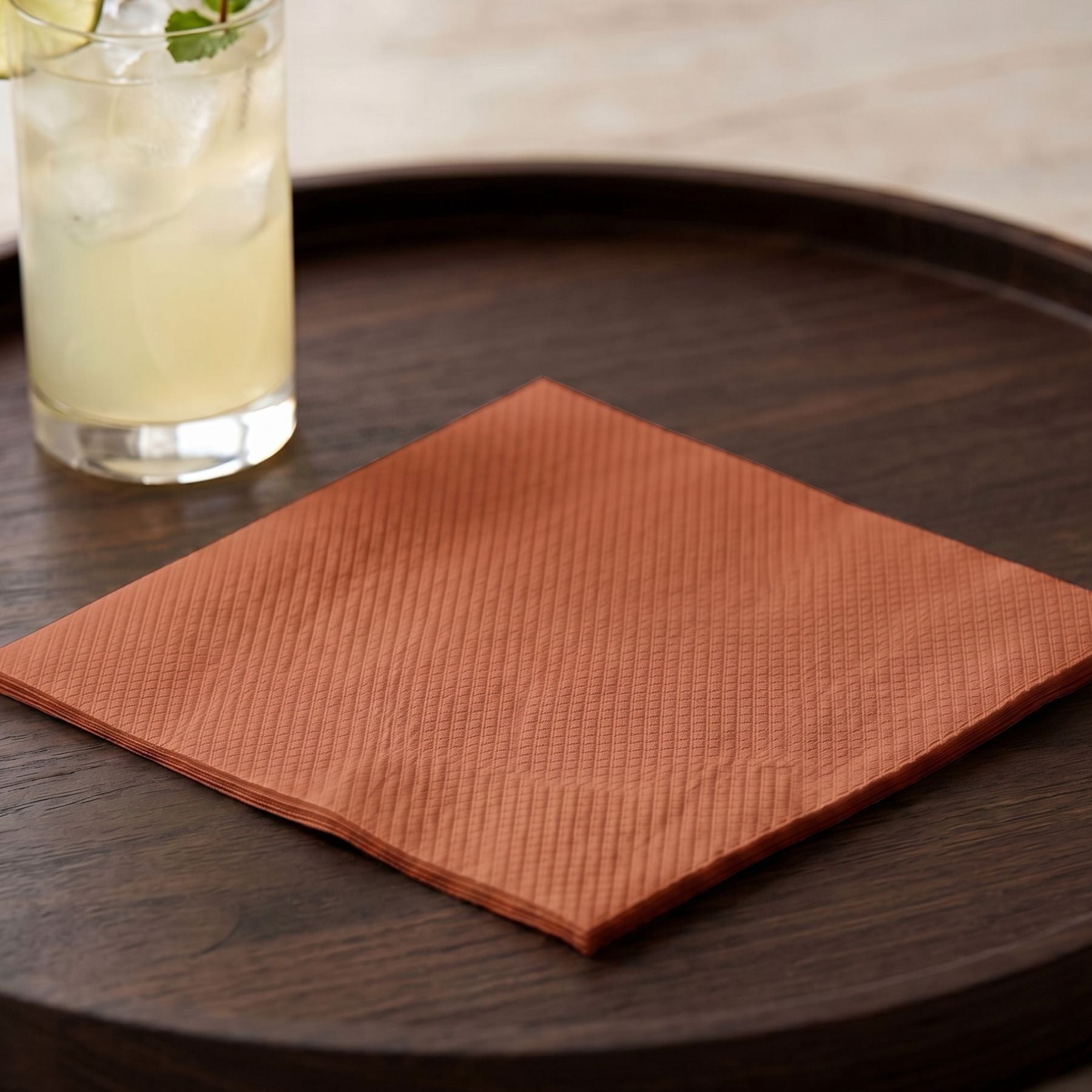 ORANGE TERRACOTTA Disposable Cocktail Napkins — Cloth-Like Airlaid 10x10"