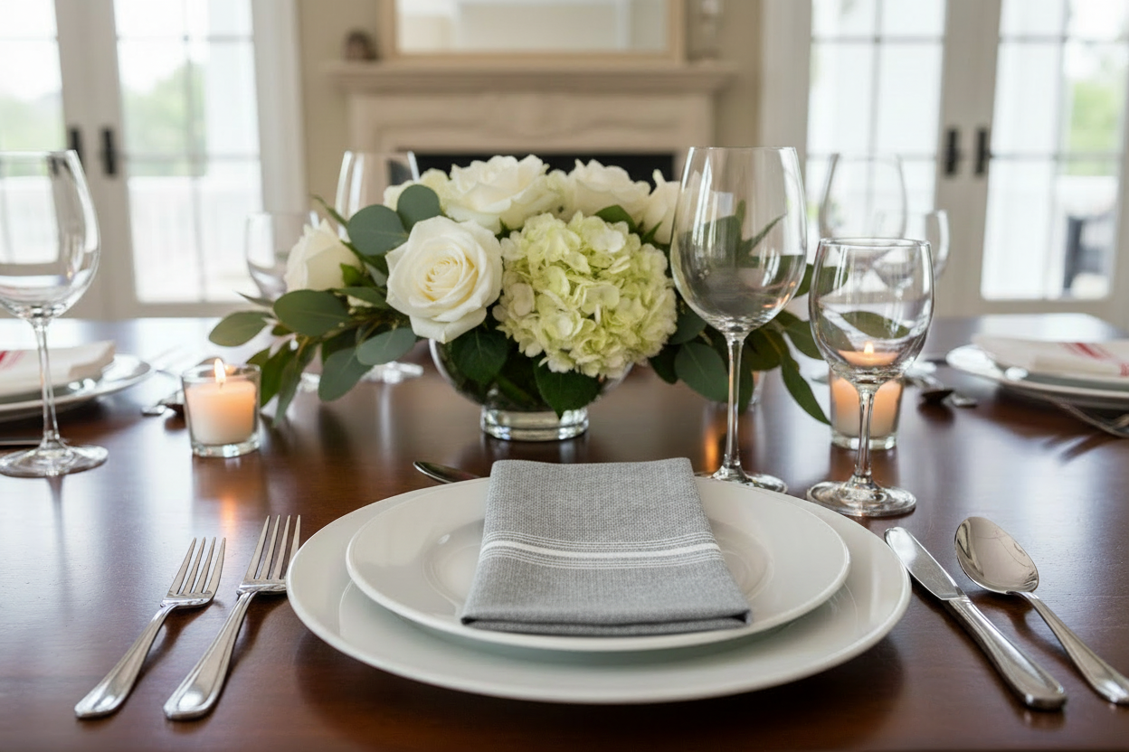 Elegant dining tablescape